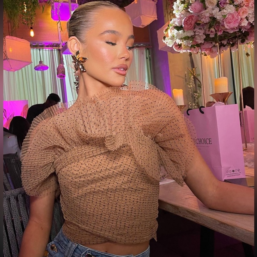 NEW ZARA TULLE POLKA DOT CROP TOP